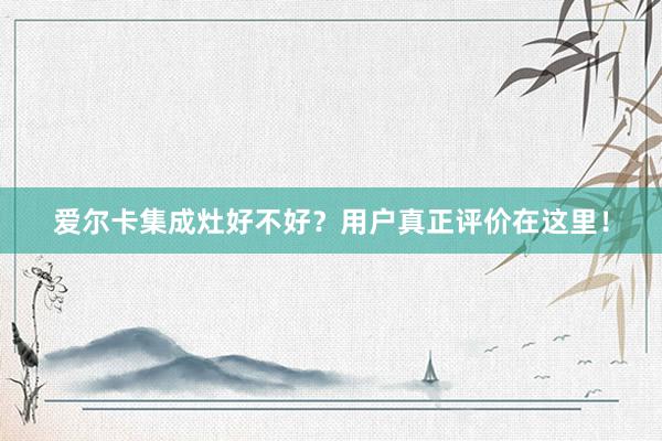 爱尔卡集成灶好不好？用户真正评价在这里！